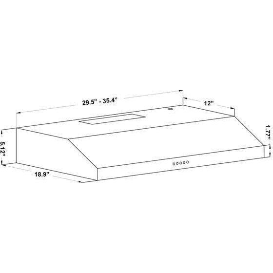 ZLINE 30 in. Stainless Steel Under Cabinet Range Hood, 615-30