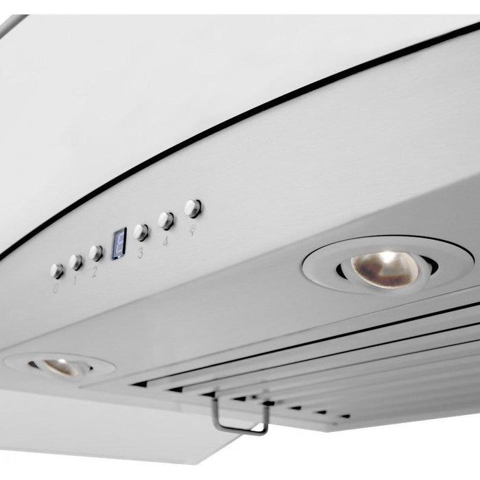 ZLINE 30 in. Stainless Steel Wall Range Hood with Built-in CrownSound Bluetooth Speakers KZCRN-BT-30