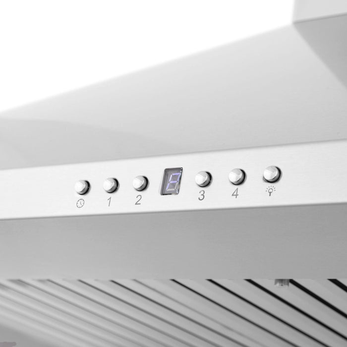 ZLINE 30 in. Wall Mount Range Hood In Stainless Steel with Built-in CrownSound Bluetooth Speakers KF1CRN-BT-30