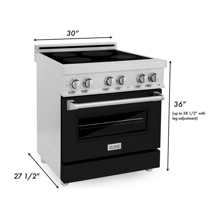 ZLINE 30 Inch 4.0 cu. ft. Induction Range with a 4 Element Stove and Electric Oven in Black Matte, RAIND-BLM-30