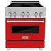 ZLINE 30-Inch 4.0 cu. ft. Induction Range with a 4 Element Stove and Electric Oven in DuraSnow Stainless Steel with Red Matte Door (RAINDS-RM-30)