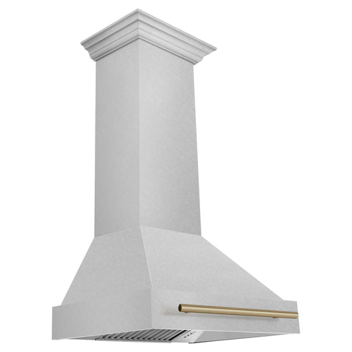 ZLINE 30 Inch Autograph Edition DuraSnow Range Hood with DuraSnow Shell and Champagne Bronze Handle 8654SNZ-30-CB