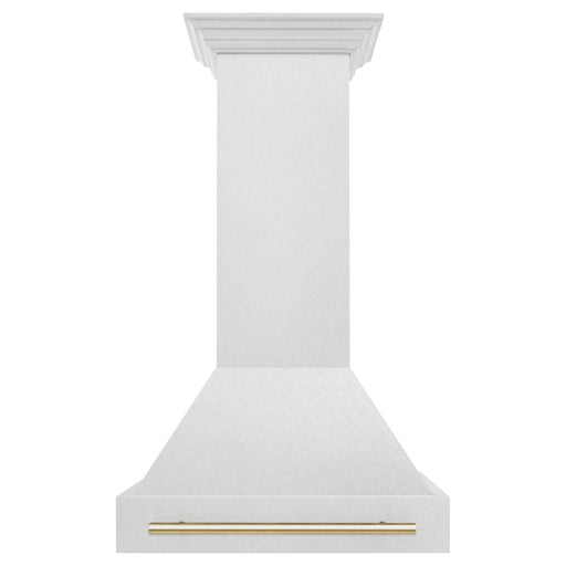 ZLINE 30 Inch Autograph Edition DuraSnow Range Hood with DuraSnow Shell and Gold Handle 8654SNZ-30-G