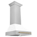 ZLINE 30 Inch Autograph Edition DuraSnow Range Hood with White Matte Shell and Champagne Bronze Handle 8654SNZ-WM30-CB