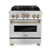 ZLINE 30 Inch Autograph Edition Gas Range In Stainless Steel with Champagne Bronze Accents RGZ-30-CB