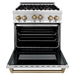 ZLINE Ranges ZLINE 30 Inch Autograph Edition Gas Range In Stainless Steel with Champagne Bronze Accents RGZ-30-CB
