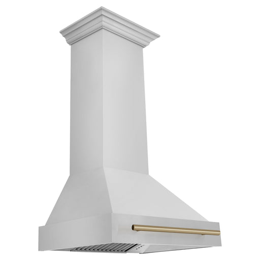 ZLINE 30 Inch Autograph Edition Range Hood with Stainless Steel Shell and Champagne Bronze Handle 8654STZ-30-CB