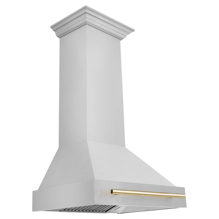 ZLINE 30 Inch Autograph Edition Range Hood with Stainless Steel Shell and Gold Handle 8654STZ-30-G