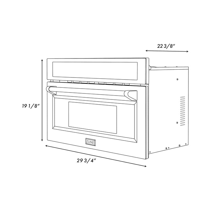 ZLINE 30-Inch Built-in 1.6 cu ft. Convection Microwave Oven in Stainless Steel with Speed and Sensor Cooking (MWO-30)