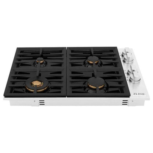 ZLINE Cooktops ZLINE 30-Inch Drop-in Cooktop With 4 Gas Burners And Black Porcelain Top with Brass Burners (RC-BR-30-PBT)