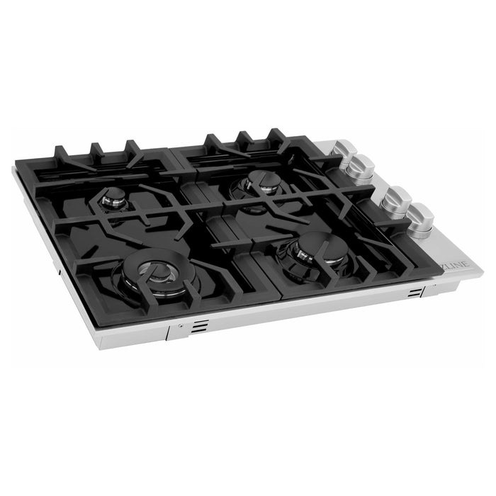 ZLINE 30-Inch Drop-In Gas Stovetop with 4 Gas Burners and Black Porcelain Top (RC30-PBT)