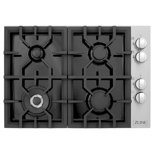 ZLINE Cooktops ZLINE 30-Inch Drop-In Gas Stovetop with 4 Gas Burners and Black Porcelain Top (RC30-PBT)