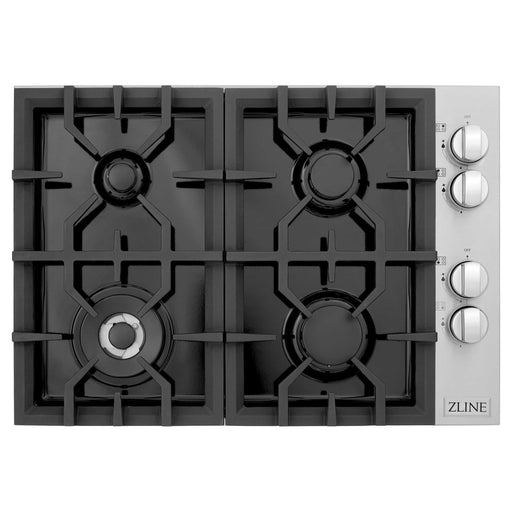 ZLINE Cooktops ZLINE 30-Inch Drop-In Gas Stovetop with 4 Gas Burners and Black Porcelain Top (RC30-PBT)