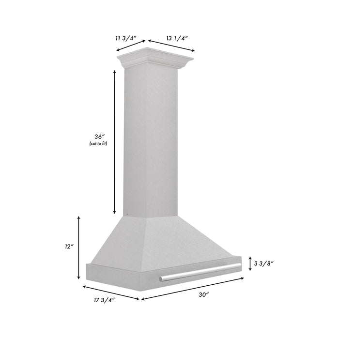 ZLINE 30 Inch DuraSnow® Stainless Steel Range Hood with Stainless Steel Handle, KB4SNX-30