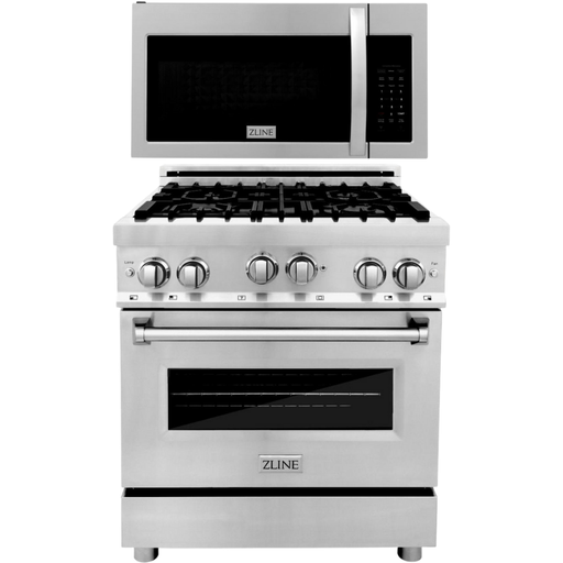 ZLINE 30 Inch Gas Range and Over-the-Range Microwave Appliance Package 2KP-RGOTR30