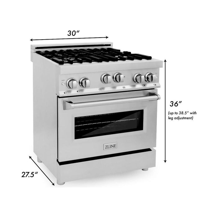 ZLINE 30 Inch. Professional Gas Range In Stainless Steel RG30