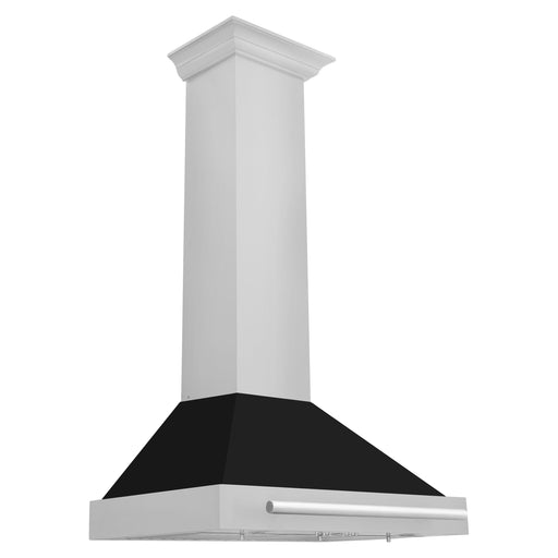 ZLINE 30 Inch Stainless Steel Range Hood with Black Matte Shell and Stainless Steel Handle, KB4STX-BLM-30