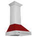 ZLINE 30 Inch Stainless Steel Range Hood with Red Gloss Shell and Stainless Steel Handle, 8654STX-RG-30