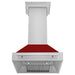 ZLINE Range Hoods ZLINE 30 Inch Stainless Steel Range Hood with Red Gloss Shell and Stainless Steel Handle, 8654STX-RG-30