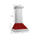 ZLINE Range Hoods ZLINE 30 Inch Stainless Steel Range Hood with Red Gloss Shell and Stainless Steel Handle, 8654STX-RG-30