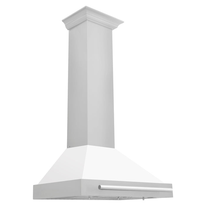 ZLINE 30 Inch Stainless Steel Range Hood with White Matte Shell and Stainless Steel Handle, KB4STX-WM-30