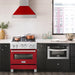 ZLINE 30" Professional Gas Range In DuraSnow with Red Matte Door & 30" Range Hood Appliance Package 2KP-RGSRMRH30