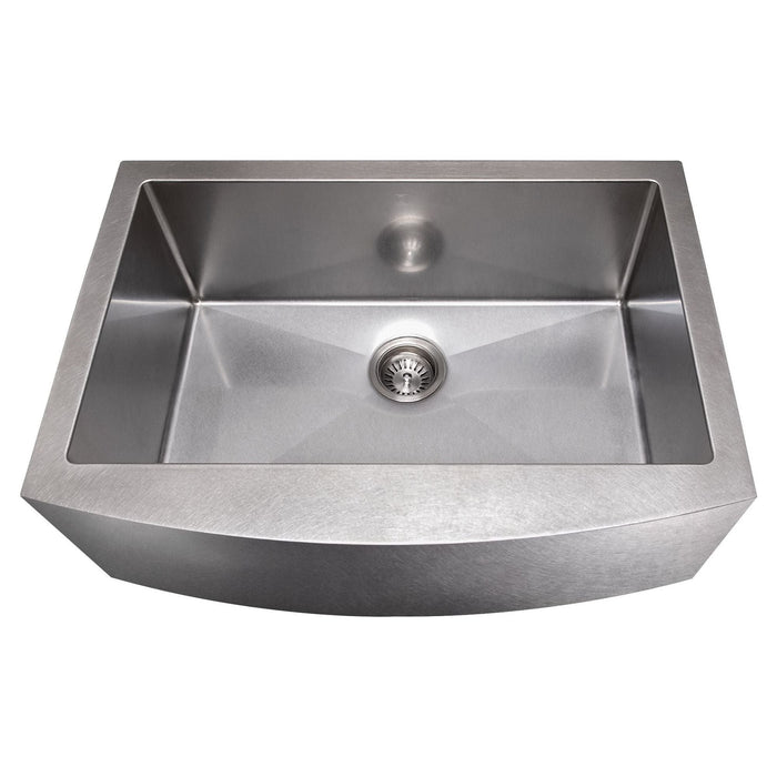 ZLINE 30" Zermatt Farmhouse Apron Mount Single Bowl DuraSnow Stainless Steel Kitchen Sink with Bottom Grid SAS-30S