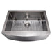 ZLINE 30" Zermatt Farmhouse Apron Mount Single Bowl DuraSnow Stainless Steel Kitchen Sink with Bottom Grid SAS-30S