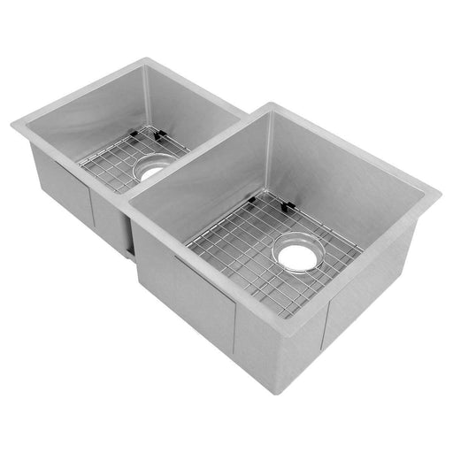 ZLINE 32 in. Jackson Undermount Double Bowl DuraSnow® Stainless Steel Kitchen Sink with Bottom Grid, SRDL-32S