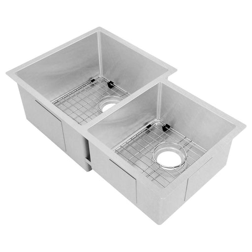 ZLINE 32 in. Jackson Undermount Double Bowl DuraSnow® Stainless Steel Kitchen Sink with Bottom Grid, SRDR-32S