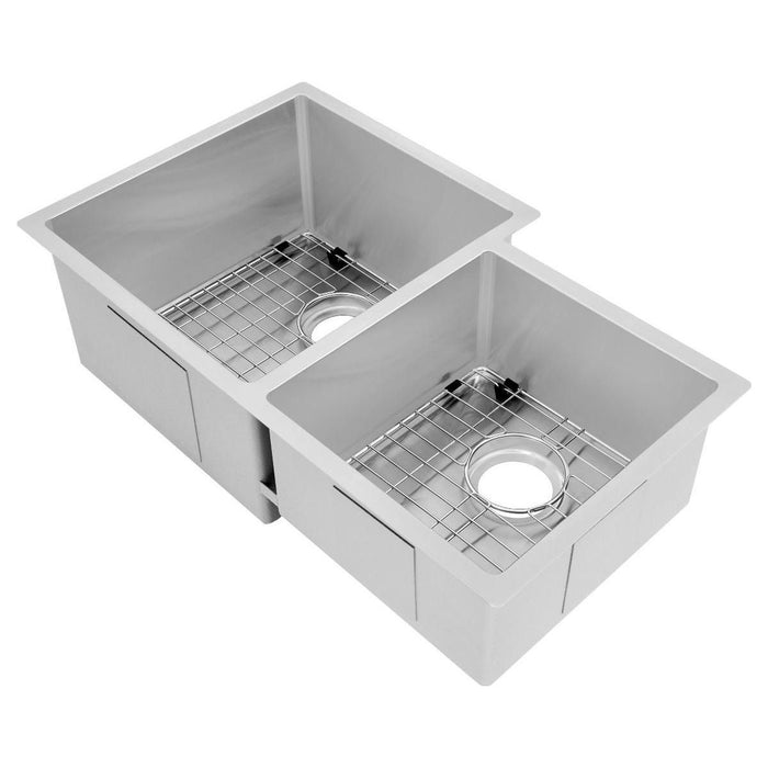 ZLINE 32 in. Jackson Undermount Double Bowl Stainless Steel Kitchen Sink with Bottom Grid SRDR-32