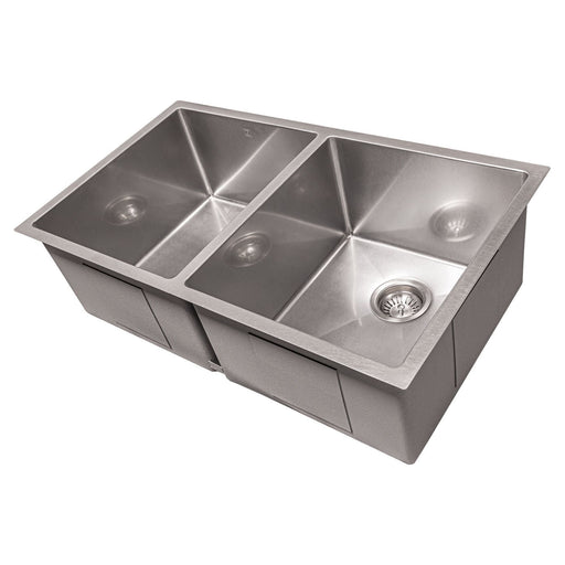 ZLINE 33 in. Anton Undermount Double Bowl DuraSnow Stainless Steel Kitchen Sink with Bottom Grid SR50D-33S