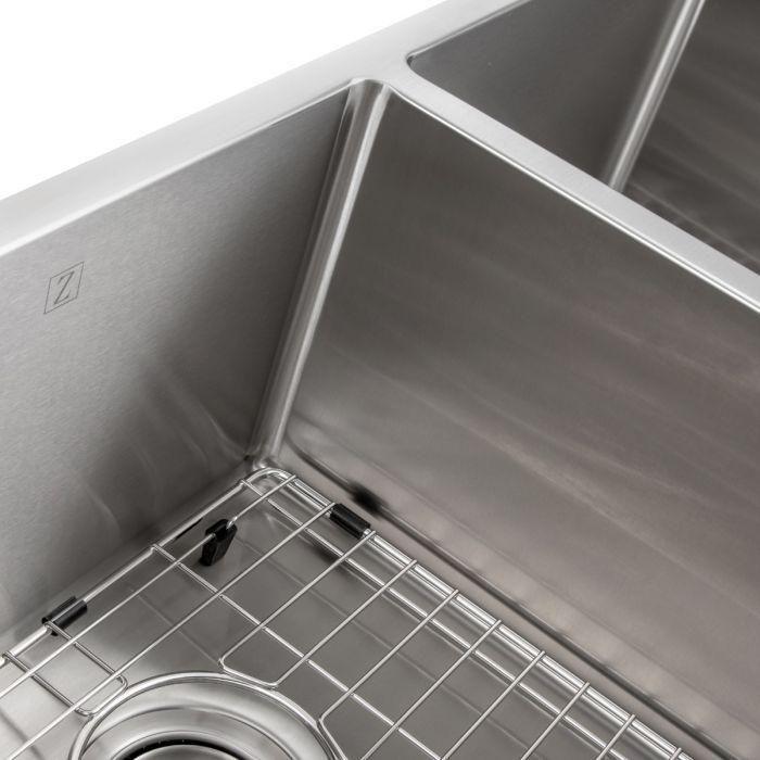 ZLINE 33 in. Anton Undermount Double Bowl Stainless Steel Kitchen Sink with Bottom Grid SR50D-33