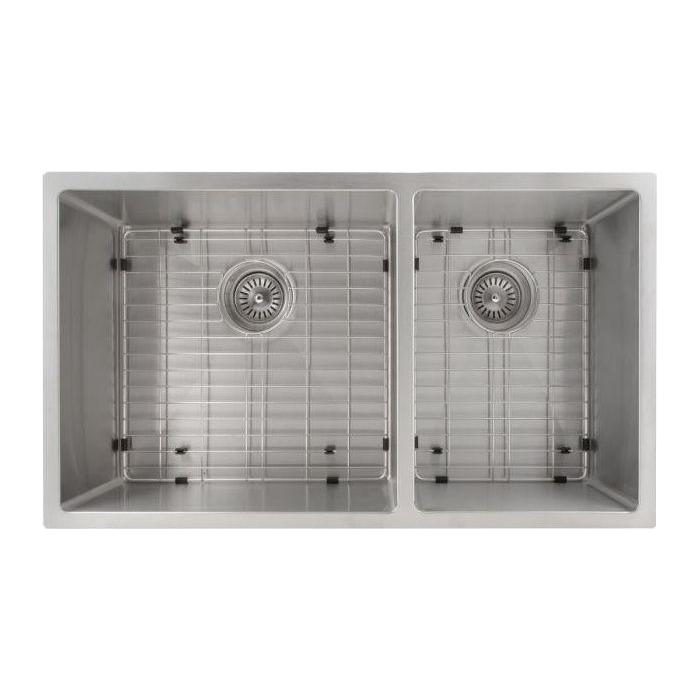 ZLINE 33 in. Chamonix Undermount Double Bowl Stainless Steel Kitchen Sink with Bottom Grid, SR60D-33