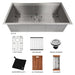 ZLINE 33 in. Garmisch Undermount Single Bowl Stainless Steel Kitchen Sink with Bottom Grid and Accessories, SLS-33