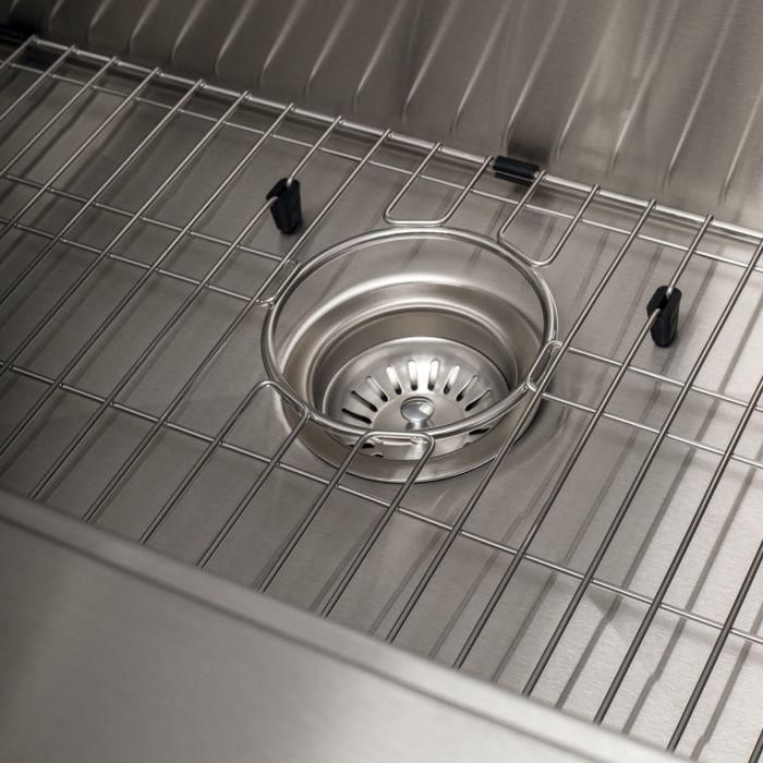 ZLINE 33 in. Moritz Farmhouse Apron Mount Single Bowl Stainless Steel Kitchen Sink with Bottom Grid and Accessories, SLSAP-33