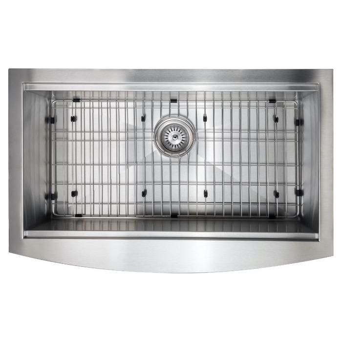 ZLINE 33 in. Moritz Farmhouse Apron Mount Single Bowl Stainless Steel Kitchen Sink with Bottom Grid and Accessories, SLSAP-33