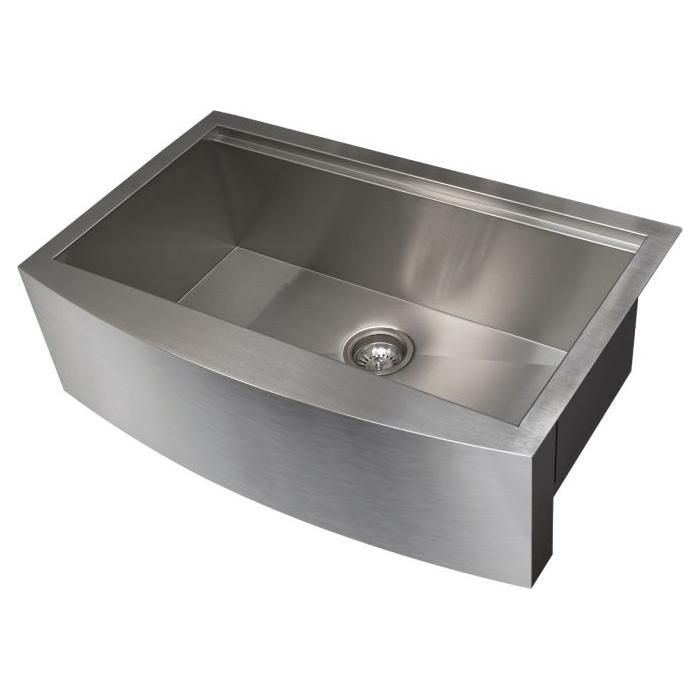 ZLINE 33 in. Moritz Farmhouse Apron Mount Single Bowl Stainless Steel Kitchen Sink with Bottom Grid and Accessories, SLSAP-33