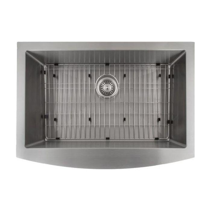 ZLINE 33 in. Vail Farmhouse Apron Mount Single Bowl Stainless Steel Kitchen Sink with Bottom Grid, SAS-33