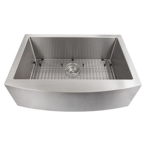 ZLINE 33 in. Vail Farmhouse Apron Mount Single Bowl Stainless Steel Kitchen Sink with Bottom Grid, SAS-33