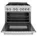 ZLINE Ranges ZLINE 36" 4.6 cu. ft. Gas Burner, Electric Oven with Griddle and Brass Burners in Stainless Steel, RA-BR-GR-36