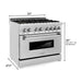 ZLINE Ranges ZLINE 36" 4.6 cu. ft. Gas Burner, Electric Oven with Griddle and Brass Burners in Stainless Steel, RA-BR-GR-36