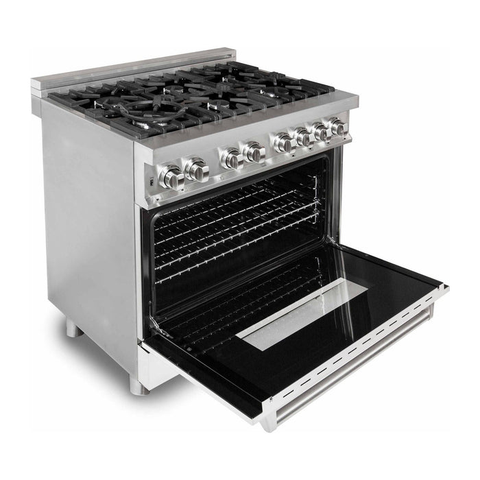 ZLINE Ranges ZLINE 36" 4.6 cu. ft. Gas Burner, Electric Oven with Griddle and White Matte Door in Stainless Steel, RA-WM-GR-36