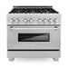 ZLINE Ranges ZLINE 36" 4.6 cu. ft. Gas Burner, Electric Oven with Griddle in DuraSnow® Stainless Steel, RAS-SN-GR-36