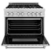 ZLINE Ranges ZLINE 36" 4.6 cu. ft. Gas Burner, Electric Oven with Griddle in DuraSnow® Stainless Steel, RAS-SN-GR-36