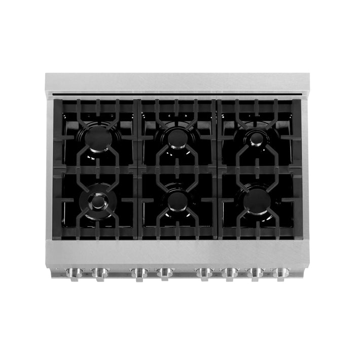 ZLINE Ranges ZLINE 36" 4.6 cu. ft. Gas Burner, Electric Oven with Griddle in DuraSnow® Stainless Steel, RAS-SN-GR-36