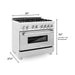 ZLINE Ranges ZLINE 36" 4.6 cu. ft. Gas Burner, Electric Oven with Griddle in DuraSnow® Stainless Steel, RAS-SN-GR-36