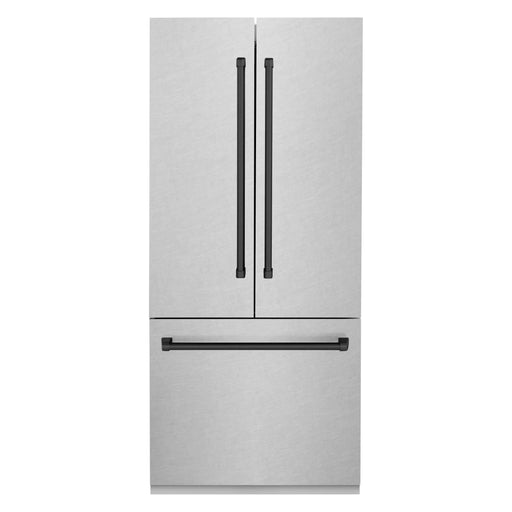ZLINE Refrigerators ZLINE 36" Autograph 19.6 cu. ft. Built-In Refrigerator with Internal Water and Ice Dispenser in Fingerprint Resistant Stainless Steel with Matte Black Accents, RBIVZ-SN-36-MB