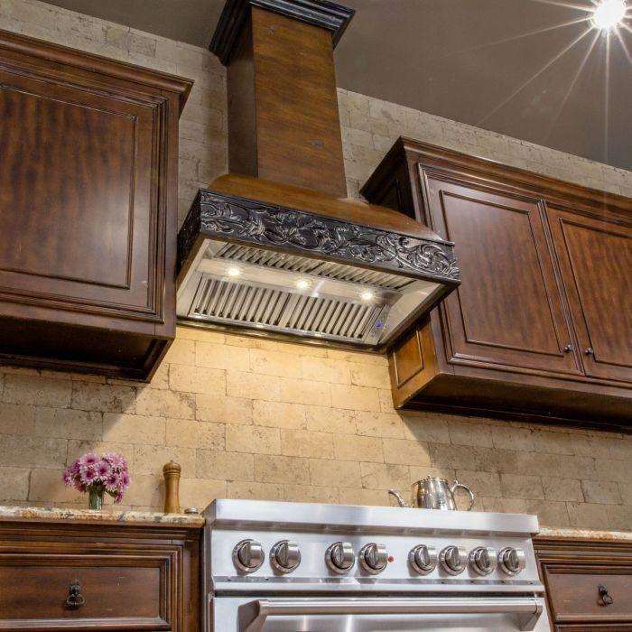 ZLINE 36" Designer Wooden Wall Mount Range Hood In Antigua and Walnut 393AR-36