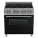 ZLINE 36" Dual Fuel Range In DuraSnow with Black Matte Door & 36" Range Hood Appliance Package 2KP-RASBLMRH36